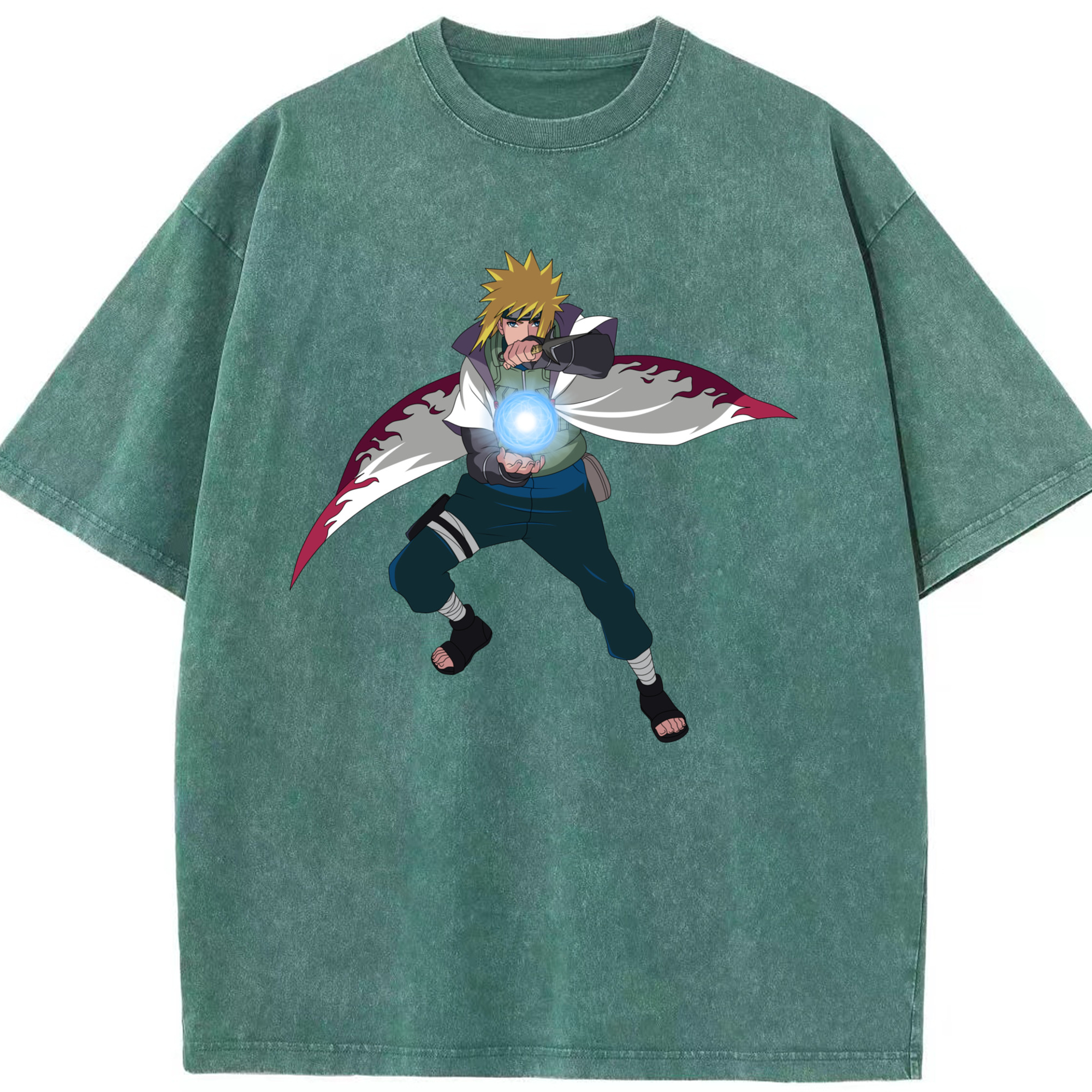（画像用） NARUTO -ナルト- 波風 ミナト Namikaze Minato 綿100% ヴィンテージ風 半袖Tシャツ（フロントプリント）